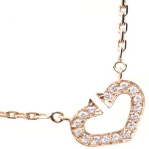 Cartier style necklace 100% Authentic 18K Pure gold w/ diamond heart